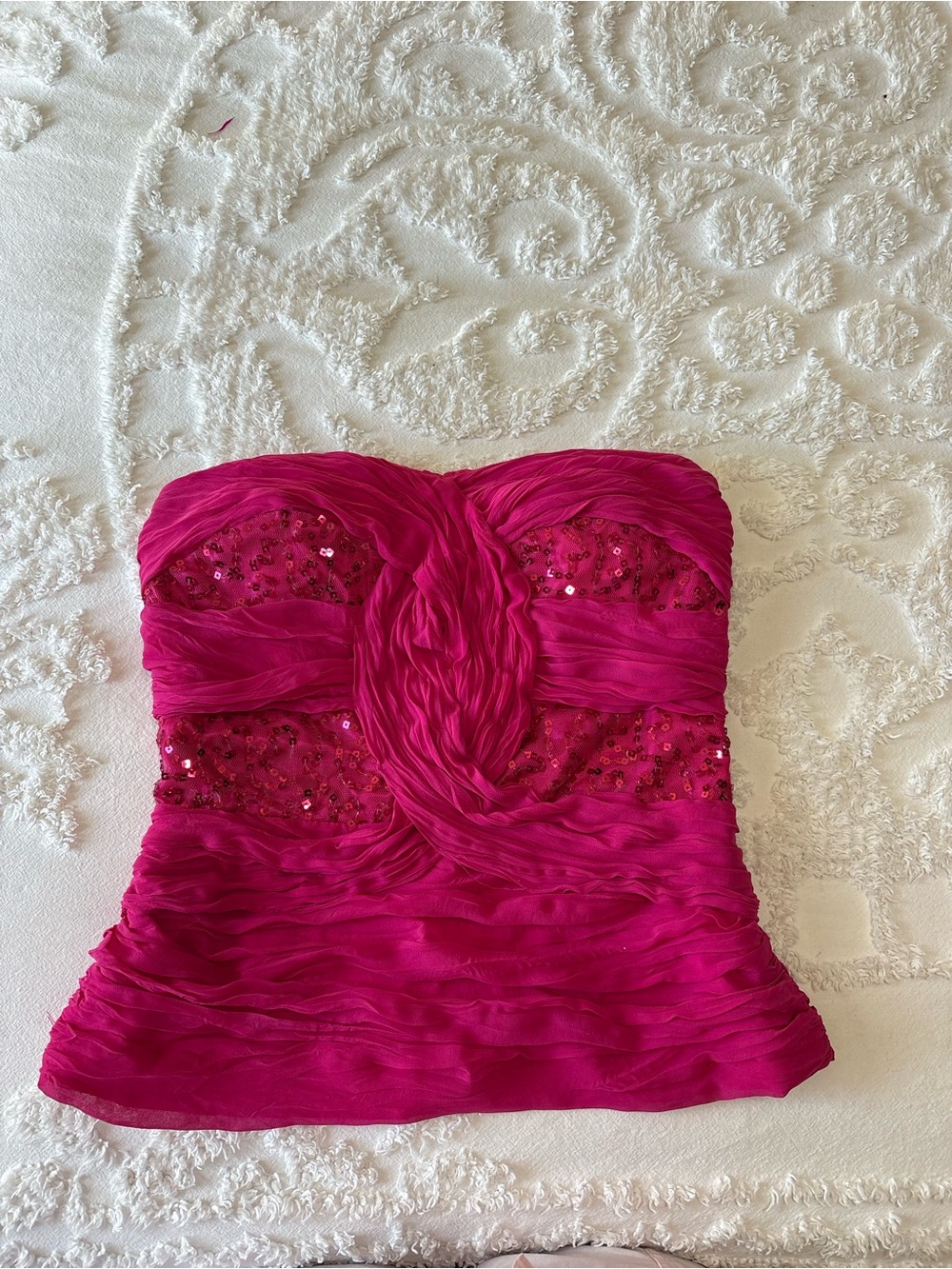Y2K Pink sequin strapless top